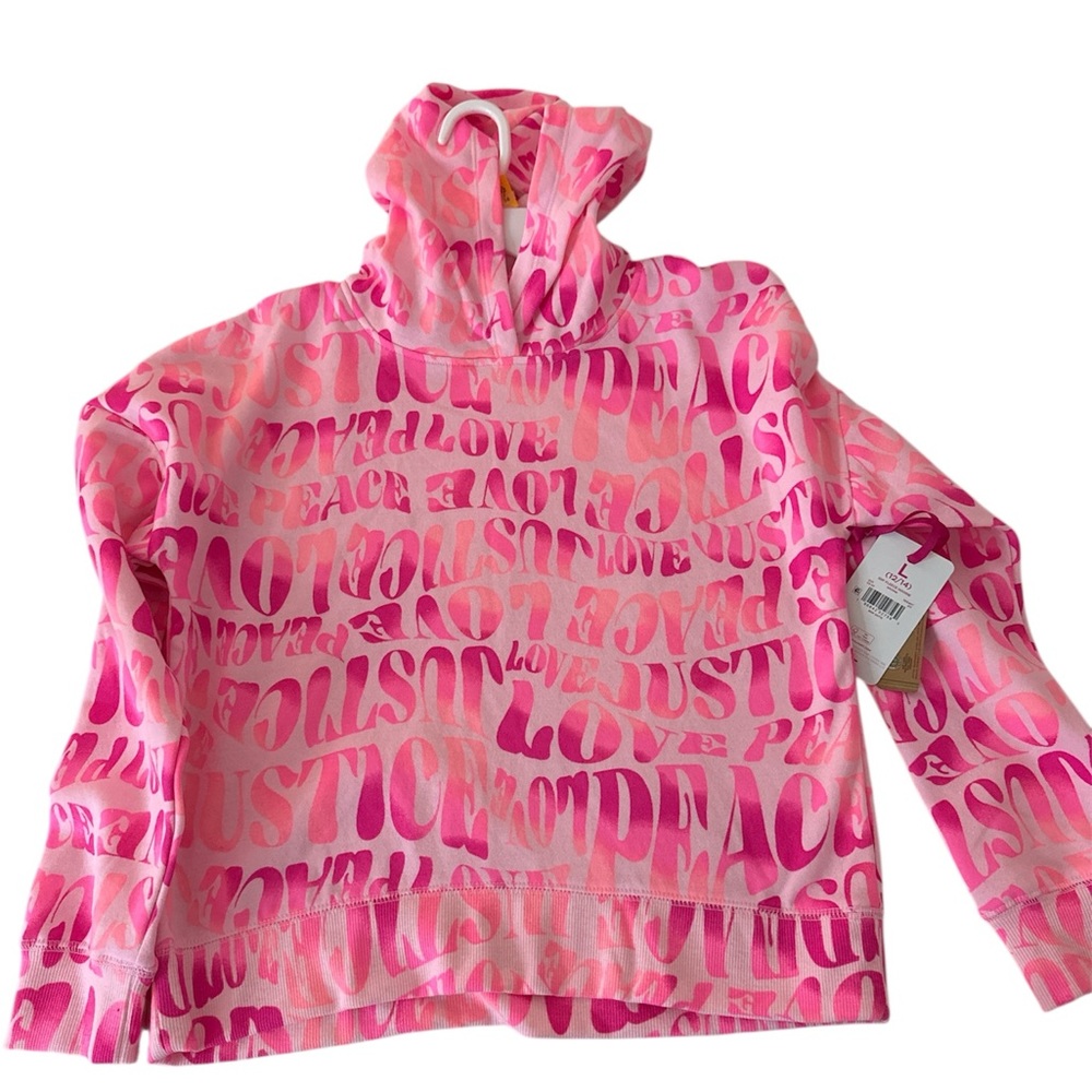 Justice Pink and White Text Hoodie .nice color - Picture 3 of 5